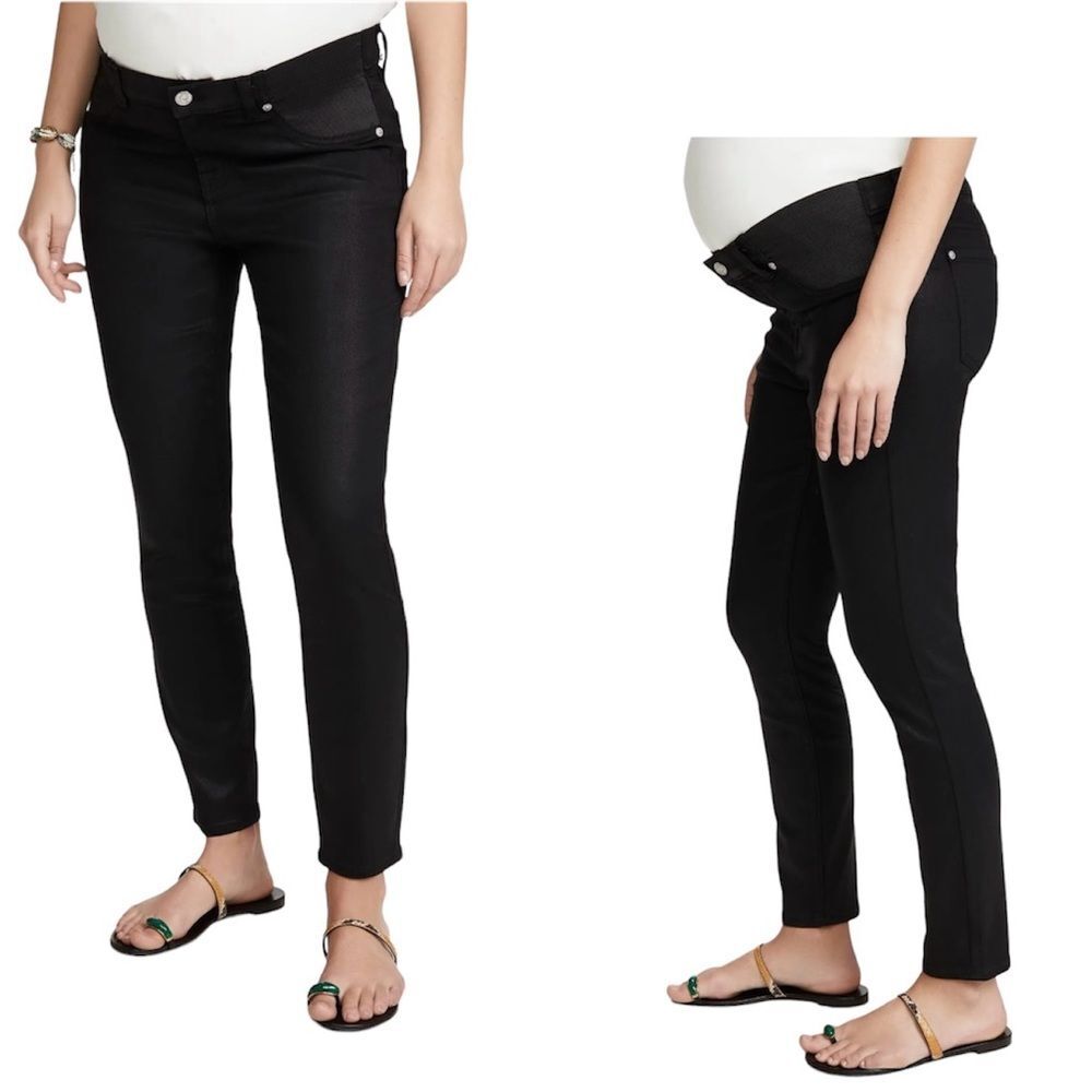NWT 7 for All Mankind B(Air) The Ankle Skinny Denim Maternity Black Jeans Sz 32